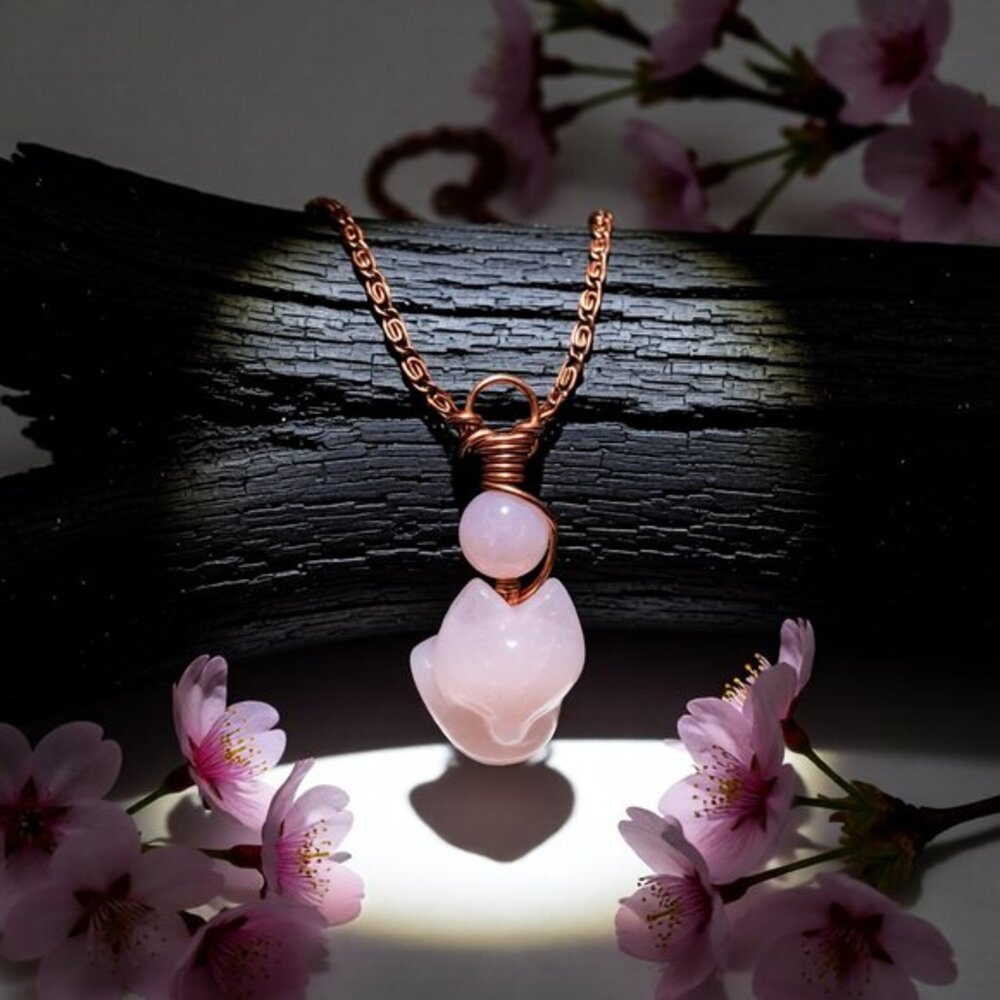 Rose Quartz Fox Cub - Cat - Kitten - Pomeranian - Puppy - Kitsune - Spirit Guide